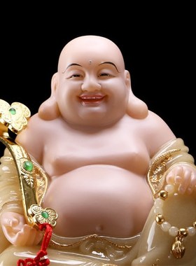 极速石雕汉白玉黄玉镶金笑佛像大肚弥勒佛菩萨W客厅供佛摆件