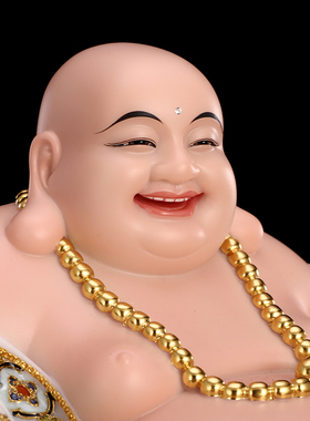 极速大肚弥d勒佛像客厅供奉家用汉白玉石雕布袋和尚笑佛未来佛招