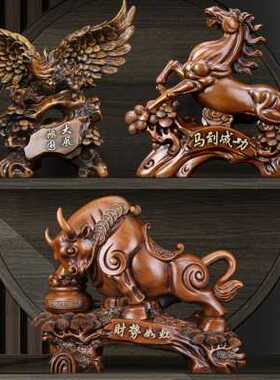 极速马到成功马摆件家p居客厅博古架摆设办公室牛摆件桌面装饰开