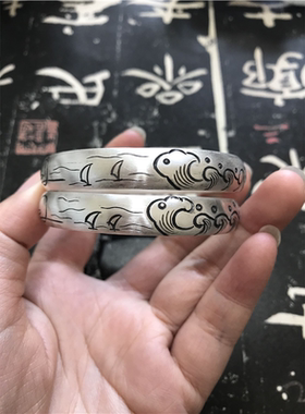 纯银工匠999手镯女定制海