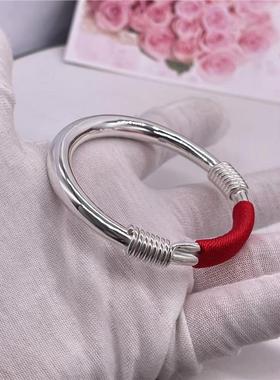 足银999纯手镯女实心光面