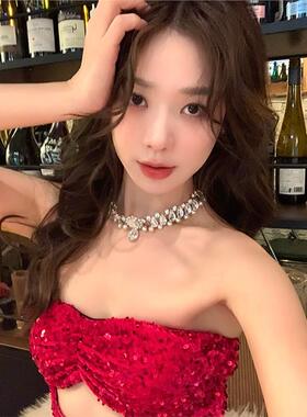 敲闪锆石珍珠颈链choker轻