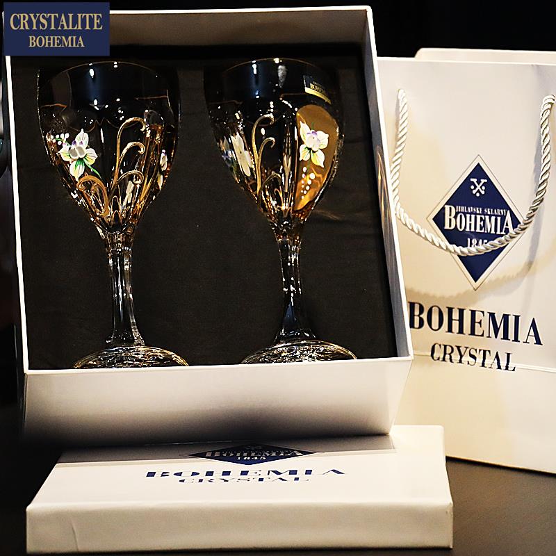 捷克进口BOHEMIA水晶玻璃轻奢高脚白红酒葡萄酒杯香槟杯子套装 - 图0