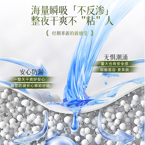 兔菲医护级益生菌高腰安睡裤超薄透气防侧漏经期夜用安心裤卫生巾 - 图0