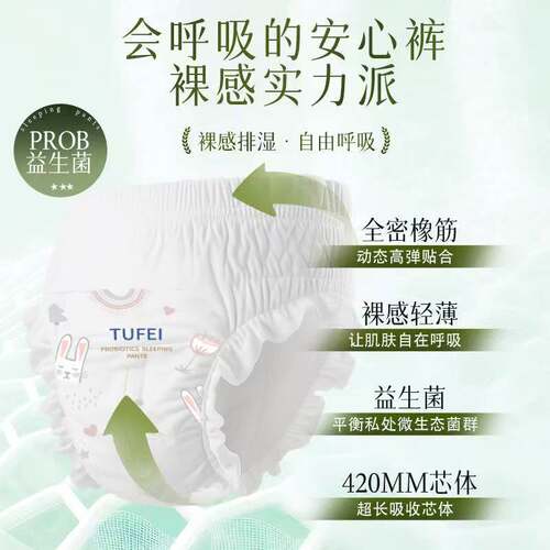 兔菲医护级益生菌高腰安睡裤超薄透气防侧漏经期夜用安心裤卫生巾 - 图2