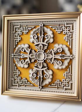 梯木叠雕新中式保平安桌面摆件客厅玄关酒柜办公室装饰品乔迁礼品