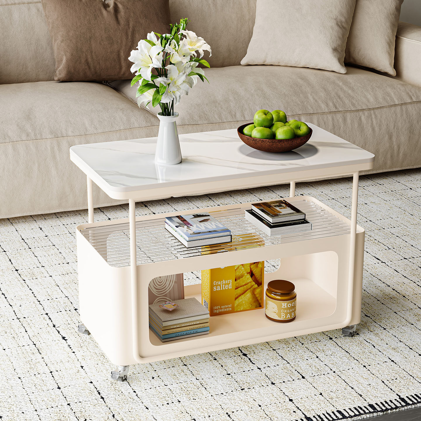 奶油风客厅沙发岩板边几2025新款高级感家用可移动简约边几桌角几,淘宝优惠券,粉丝福利购,淘宝优惠卷