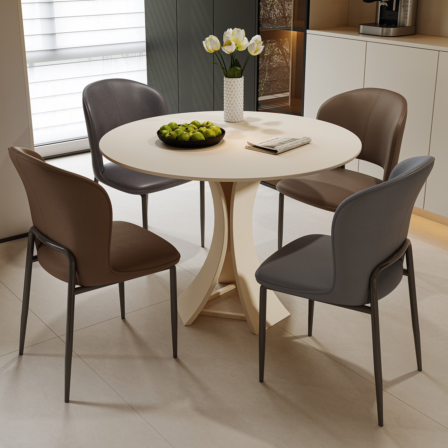 岩板餐桌椅组合家用小户型圆形饭桌现代简约高级感洽谈餐桌椅组合,淘宝优惠券,粉丝福利购,淘宝优惠卷