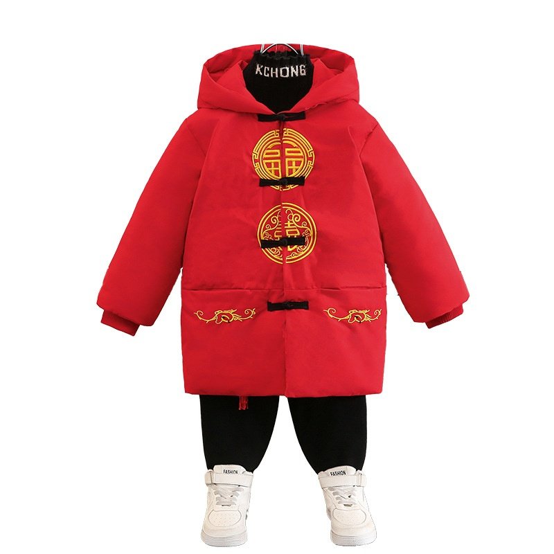 儿童汉服男童中国风唐装加厚棉服元旦女童拜年服中小童过新年喜庆,淘宝优惠券,粉丝福利购,淘宝优惠卷