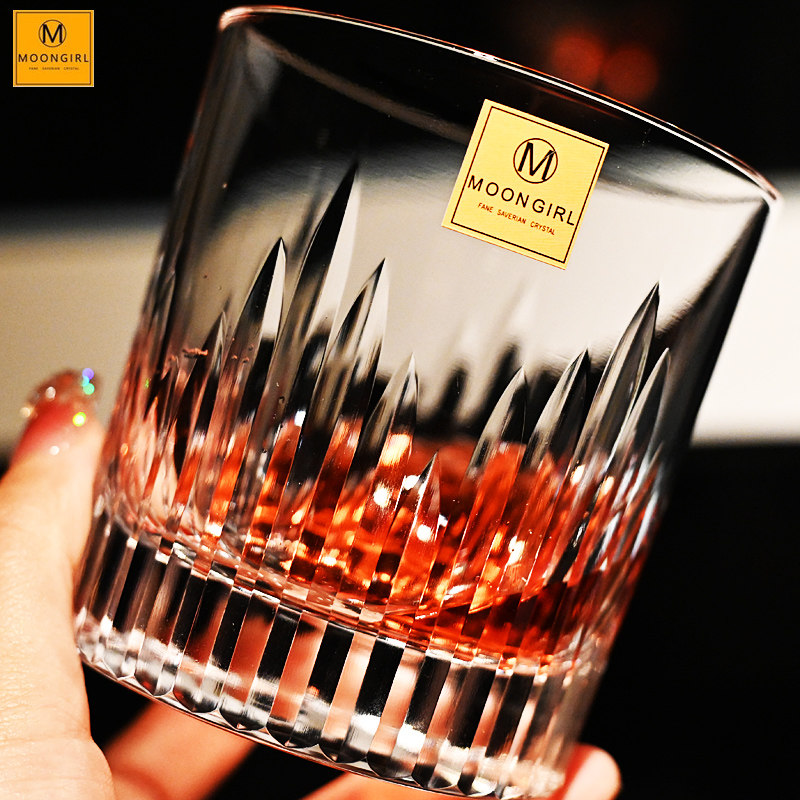 MOONGIRL纯手工切子水晶玻璃威士忌洋酒杯古典杯调酒杯啤酒水杯子,淘宝优惠券,粉丝福利购,淘宝优惠卷