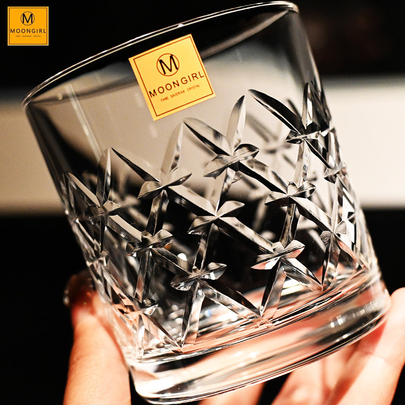 MOONGIRL纯手工切子水晶玻璃威士忌洋酒杯古典杯调酒杯啤酒水杯子,淘宝优惠券,粉丝福利购,淘宝优惠卷