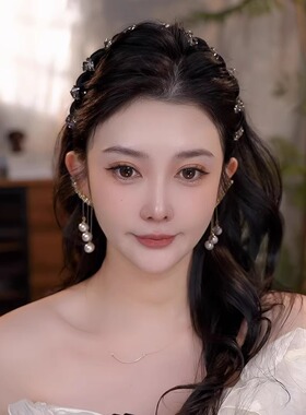 丝绒水钻波浪发箍女2025新款高颅顶洗脸压发发卡带齿防滑头箍头饰