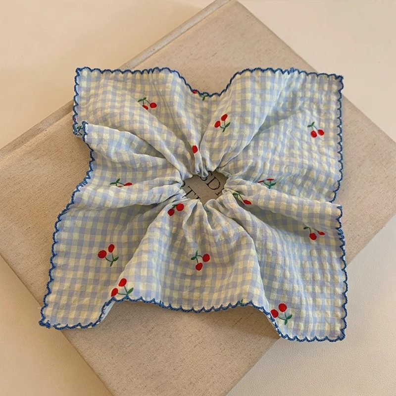 韩系甜美格子樱桃方巾大肠发圈女方形扎头发低马尾发绳头绳发饰品,淘宝优惠券,粉丝福利购,淘宝优惠卷