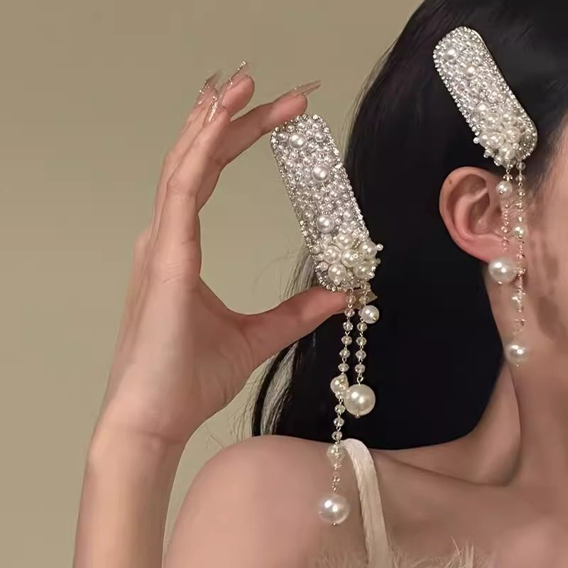 新中式珍珠流苏发夹女小众民族风发饰侧边夹子头饰水钻发卡,淘宝优惠券,粉丝福利购,淘宝优惠卷