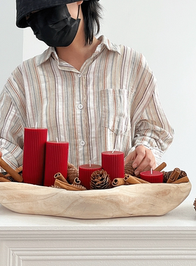 木质托盘香薰蜡烛套装桌面氛围感