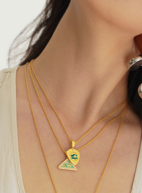 suns 浪姐系列 乘风共熠夜光珐琅项链 铜材质黄金色（磨砂）