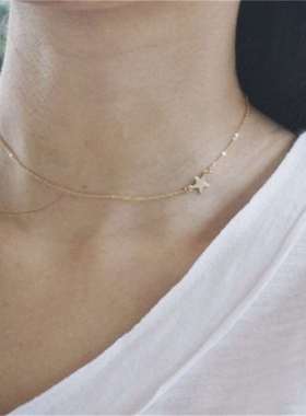 极速Fashion Simple oPentagram Pendant Necklace Oblique Hangi
