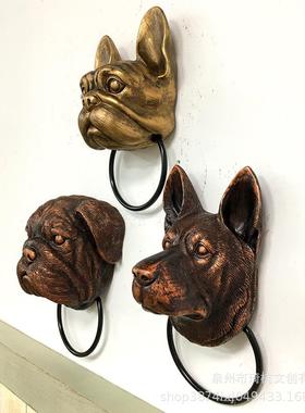 跨境热款动物头门环家居室内蝙蝠腊肠狼狗英法斗犬墙面装饰工艺品