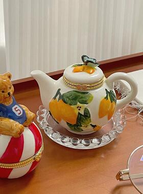 郎行覆古可爱创意陶瓷耳环，戒指，项炼，珠宝收纳盒饰品，女孩的