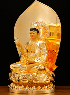 极速纯铜鎏金娑婆三圣释r迦牟尼佛家用供奉佛像摆件地藏王观音菩