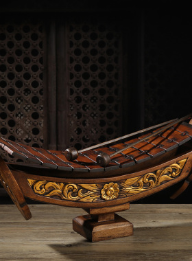 极速泰国木琴东南亚客厅桌面玄关木雕装I饰品禅意摆件复古打击乐