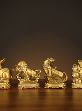 极速纯铜十二生肖摆件全套大x小号铜鼠铜牛铜虎兔龙蛇马羊猴鸡狗