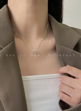 极速几何镂d空立体小方块吊坠项链女ins嘻哈气质小众冷淡风潮牌锁