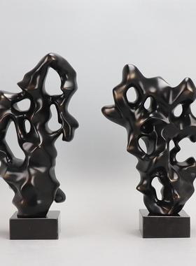 极速现代新中式太湖石摆件酒x店别墅样板房间玄关软装客厅假山雕