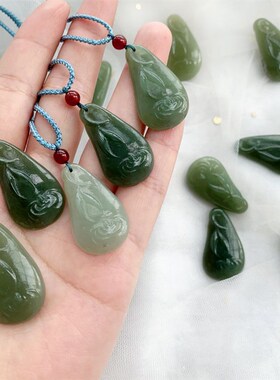 极速天然和田玉竹叶滴水吊坠 晴水黄口男女款项链项坠Y 玉质油润