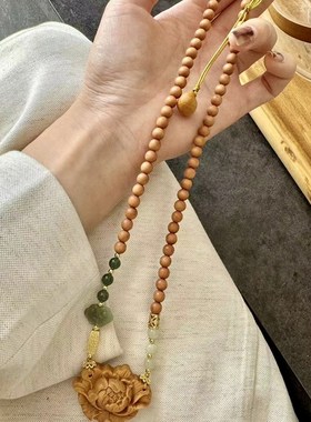 极速老山檀牡丹花项链 搭配牡丹花牌 女J款毛衣链项链 气质款项链