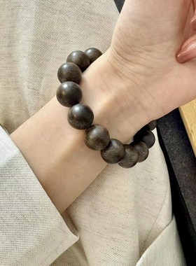 极速白齐楠沉香大颗粒单圈女款手链K 男女款沉香木制手串