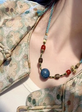 极速大漆b锁骨链项链 藏式大漆女款项链