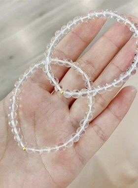 极速天然白水晶女款单p圈女款手链 精致5mm左右小珠天然水晶手串