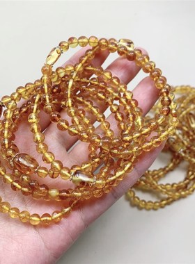 极速天然琥珀花珀转运珠女款小颗粒女款手链 Q5mm左右琥珀手串