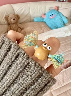 极速老山檀呱呱来财戒指 女款小可爱戒子I 搭配4毫米百香籽 小众