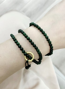 极速干青小颗粒多圈女款手链 E墨绿色女款手串 小众饰品