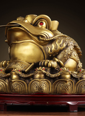 新品纯黄a铜聚宝盆金蟾摆件客厅三足铜蟾蜍办公室三脚店铺金蝉开