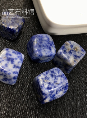 新品天然蓝点原石摆件蓝色水晶碎石鱼缸I石彩色小石子装饰孩子玩