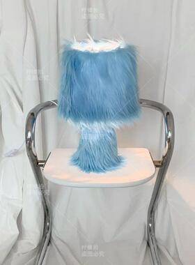 毛绒ins椅子台灯 网红打卡背景墙装饰摆件拍照道具布置橱窗陈列