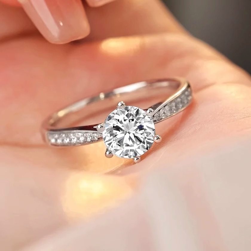 IGI培育钻石pt950铂金经典微镶星光六爪款戒指1克拉钻戒女,淘宝优惠券,粉丝福利购,淘宝优惠卷