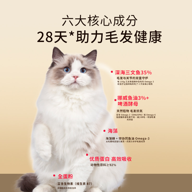 乐能宝鱼油猫粮全价成猫幼猫美毛亮毛猫粮试吃装体验装