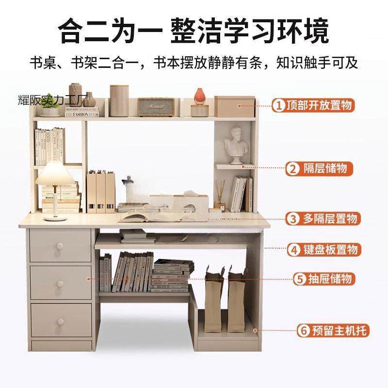 电脑桌家用学生书桌书架一体学习桌子工作台简易出租屋台式办公桌,淘宝优惠券,粉丝福利购,淘宝优惠卷