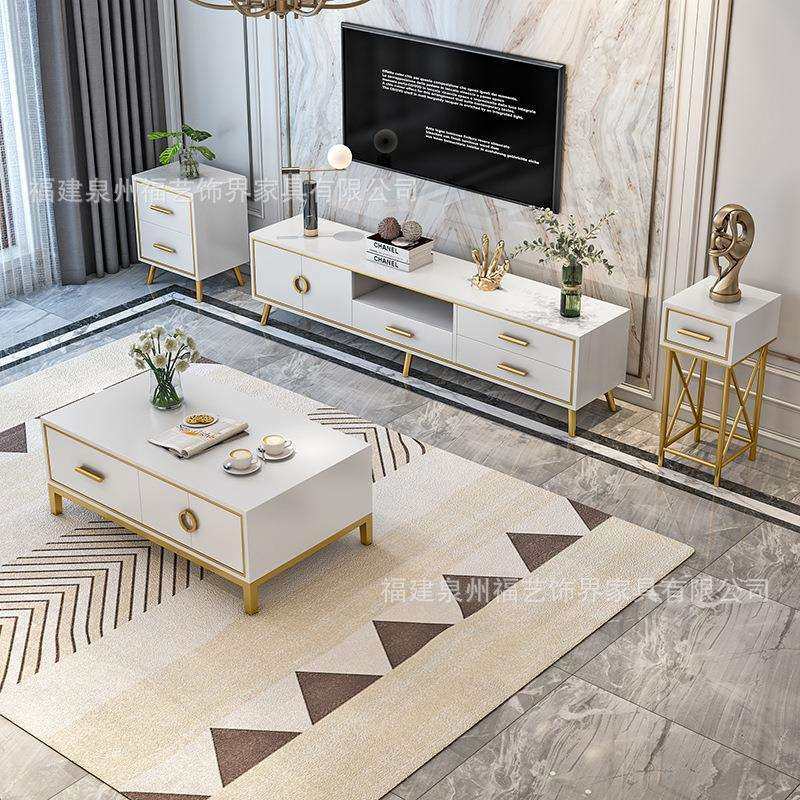 现代小户型客厅家具套装 白色烤漆电视柜方形茶几边柜沙发凳组合,淘宝优惠券,粉丝福利购,淘宝优惠卷
