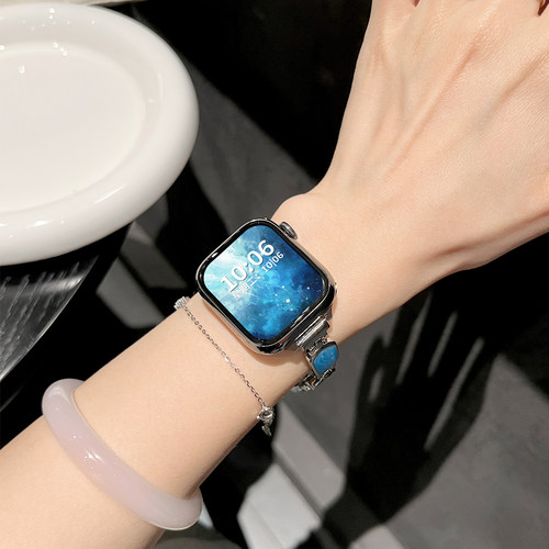 适用小米手环10pro表带9pro轻奢感8pro旋涡贝母鎏金滴胶金属链式红米watch6/5/4腕带爆款高级感表带通用10 - 图1