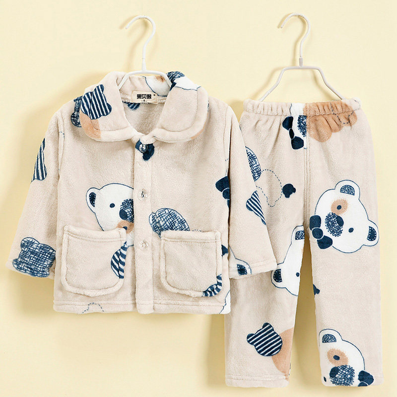 断码特价  秋冬儿童法兰绒保暖睡衣孩子加厚珊瑚绒家居服宝宝套装,淘宝优惠券,粉丝福利购,淘宝优惠卷