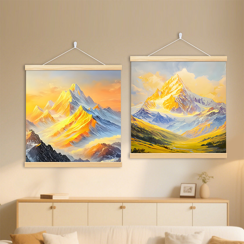 新中式金山画靠山图客厅沙发挂画现代简约入户玄关背景墙壁装饰画,淘宝优惠券,粉丝福利购,淘宝优惠卷