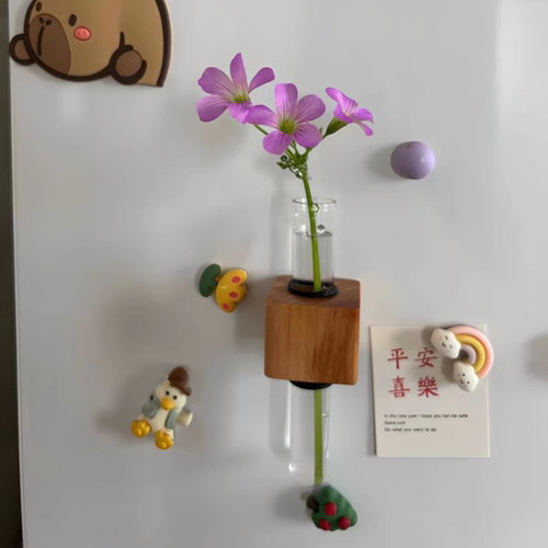 插花器创意试管插花器冰箱贴磁贴留言固定磁力贴水培植物花瓶 - 图0