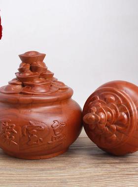 桃木聚宝盆实木摆件办公室客厅玄关家居桌面店铺开业木雕装饰礼品