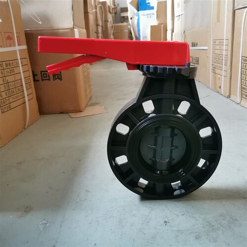 国标昊杉UPVC/PVC 耐酸碱塑料手柄对夹蝶阀 DN50mm/75 110/140 - 图0