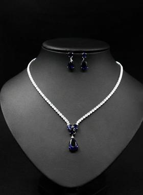 极速项链锆石婚纱链新娘套装礼服水滴配饰耳环简约首饰Z套百搭红